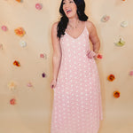 Floral Embroidered V-Neck Dress - Sunset Coral - Lace and Grace Boutique