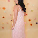 Floral Embroidered V-Neck Dress - Sunset Coral - Lace and Grace Boutique