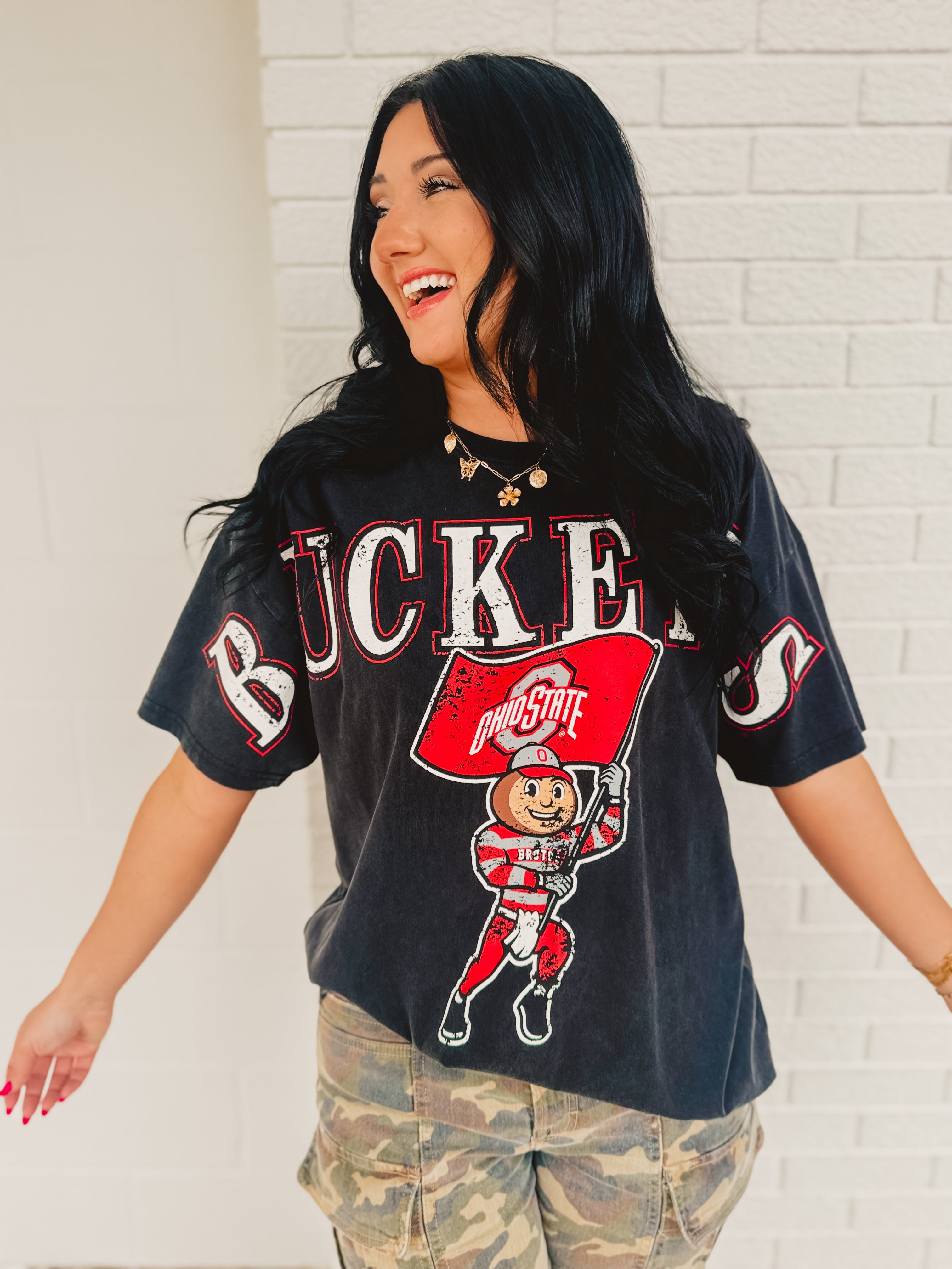 Ohio State Southern Split Oversized Band Tee - Black - Lace and Grace Boutique