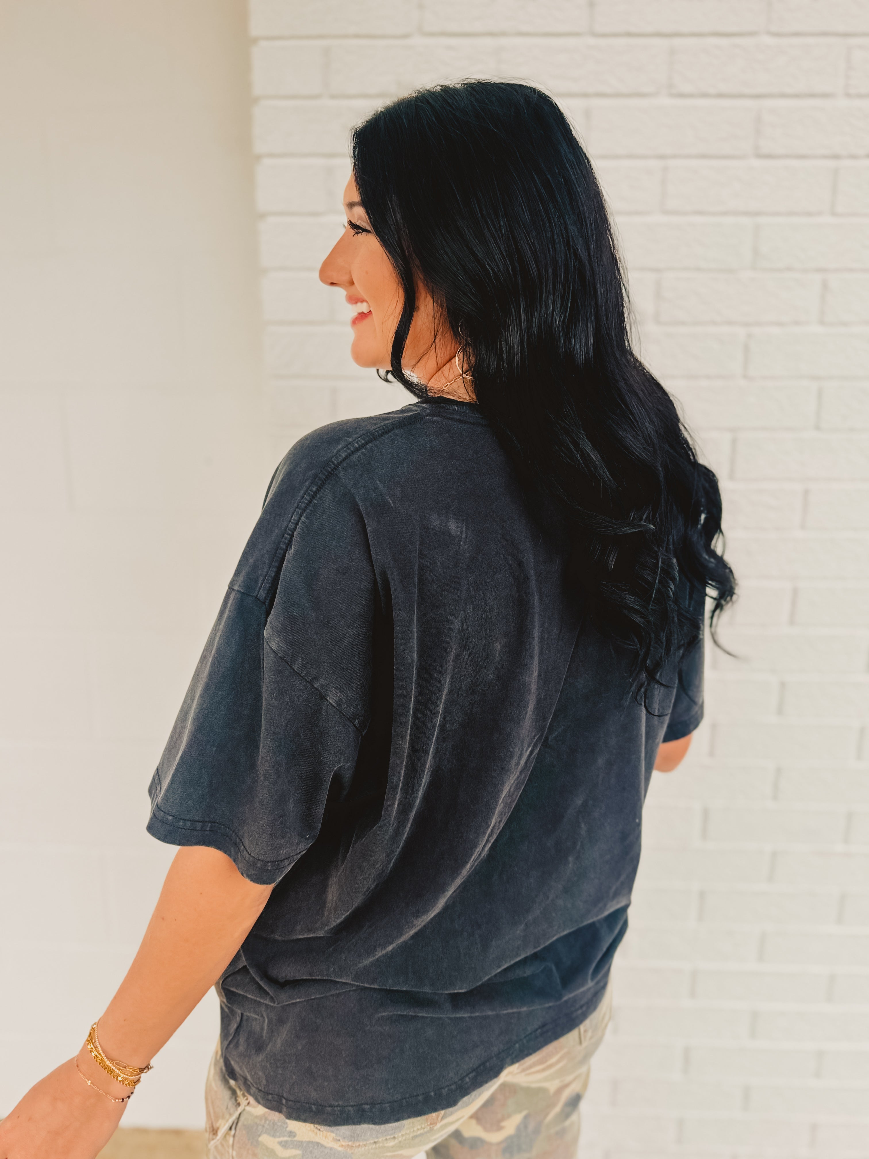 Ohio State Southern Split Oversized Band Tee - Black - Lace and Grace Boutique