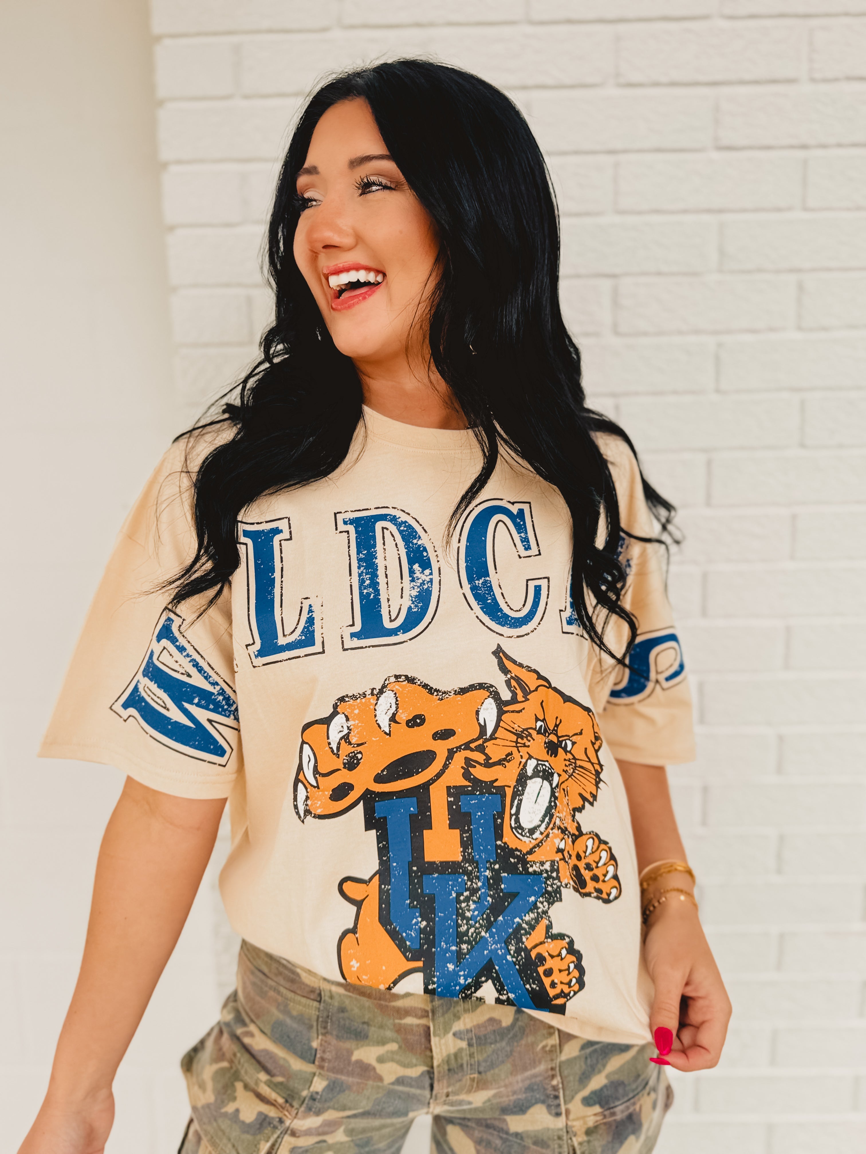 Kentucky Southern Split Oversized Band Tee - Oatmeal - Lace and Grace Boutique