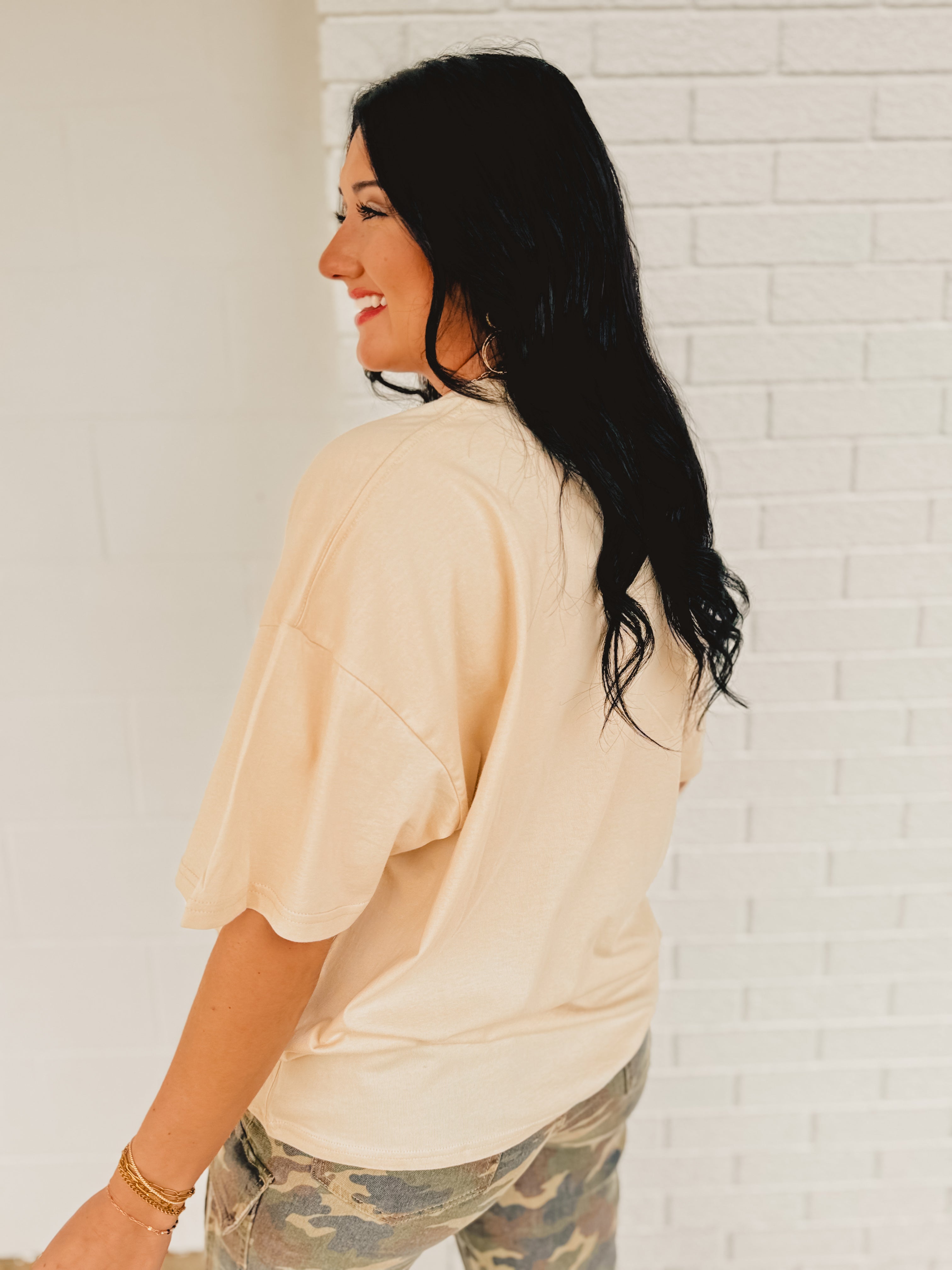 Kentucky Southern Split Oversized Band Tee - Oatmeal - Lace and Grace Boutique