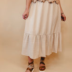 Ruffled Hem Midi Skirt - Natural - Lace and Grace Boutique
