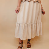 Ruffled Hem Midi Skirt - Natural - Lace and Grace Boutique