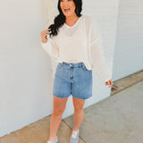 Cora High Rise Bermuda Denim Mom Shorts - Lace and Grace Boutique