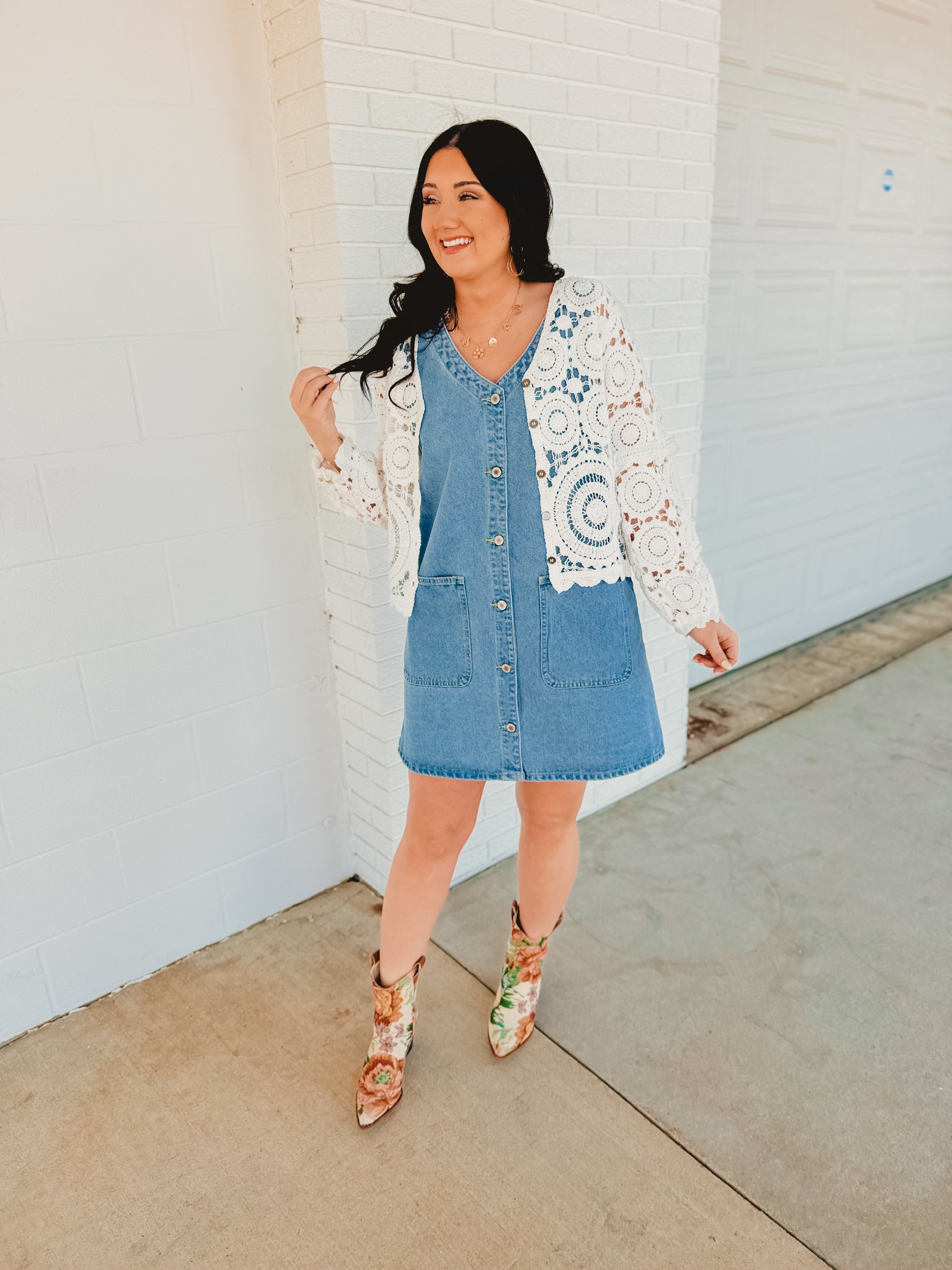 Button-Up Denim Mini Dress - Lace and Grace Boutique