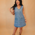 Button-Up Denim Mini Dress - Lace and Grace Boutique