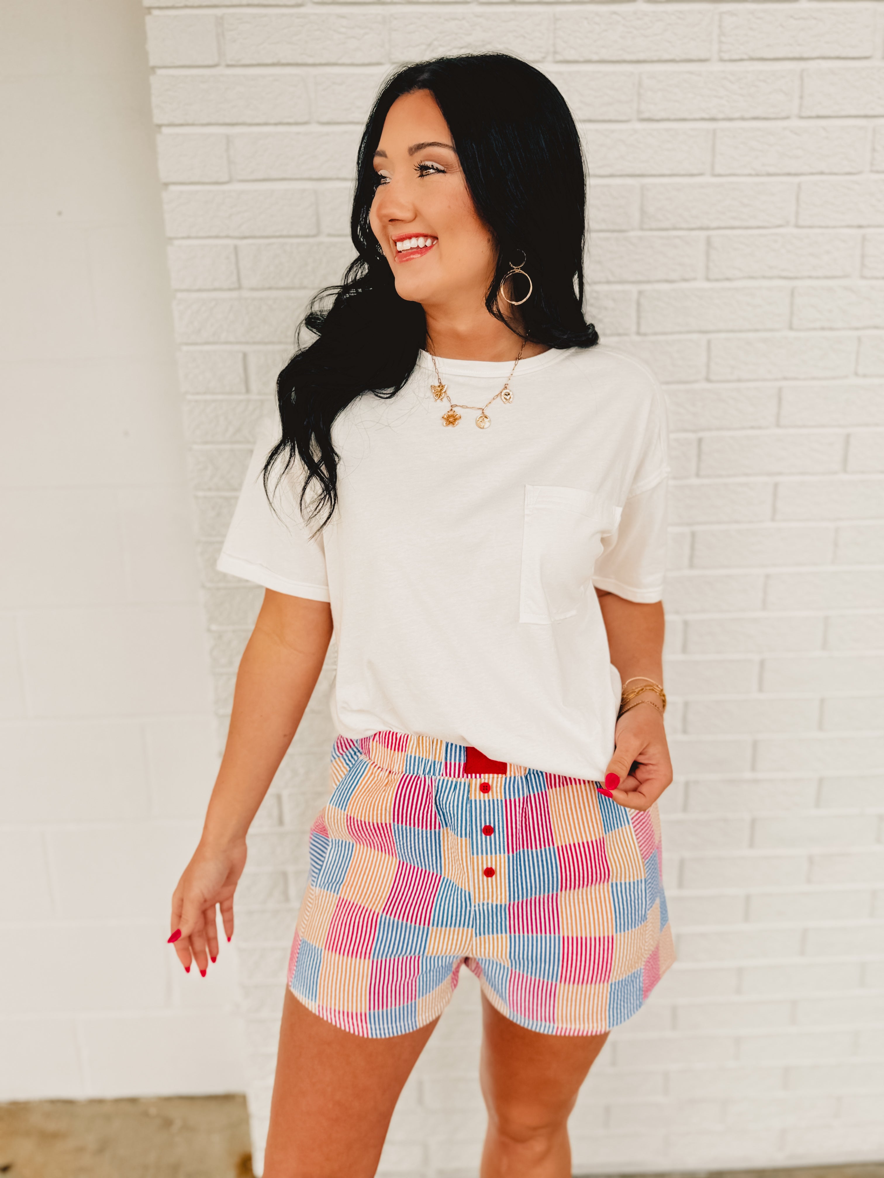 Striped & Checker Boxer Shorts - Multi - Lace and Grace Boutique