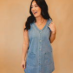 Button-Up Denim Mini Dress - Lace and Grace Boutique