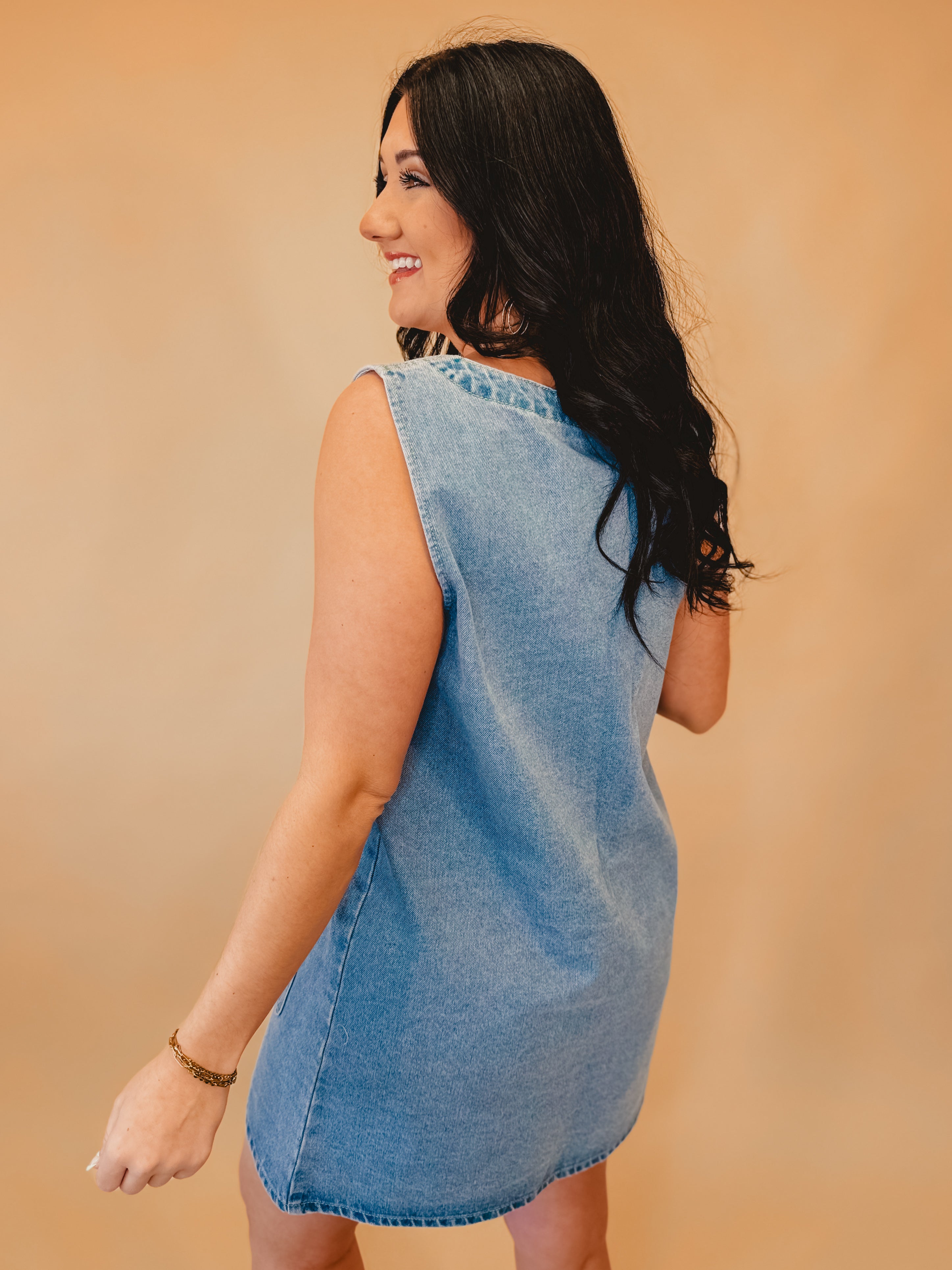 Button-Up Denim Mini Dress - Lace and Grace Boutique