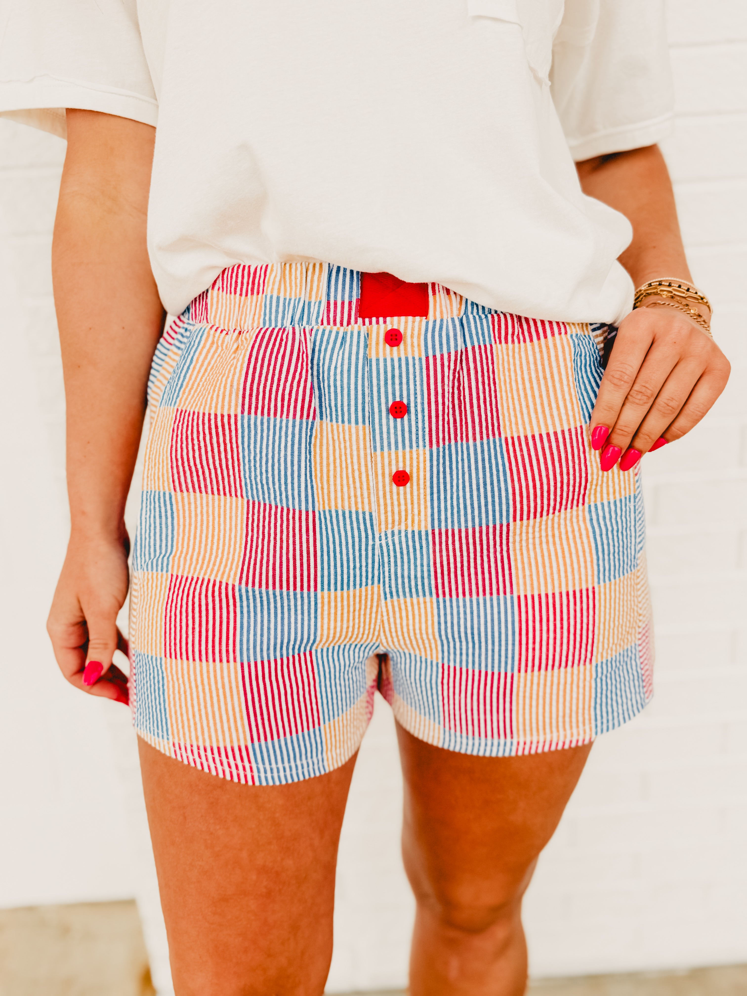 Striped & Checker Boxer Shorts - Multi - Lace and Grace Boutique