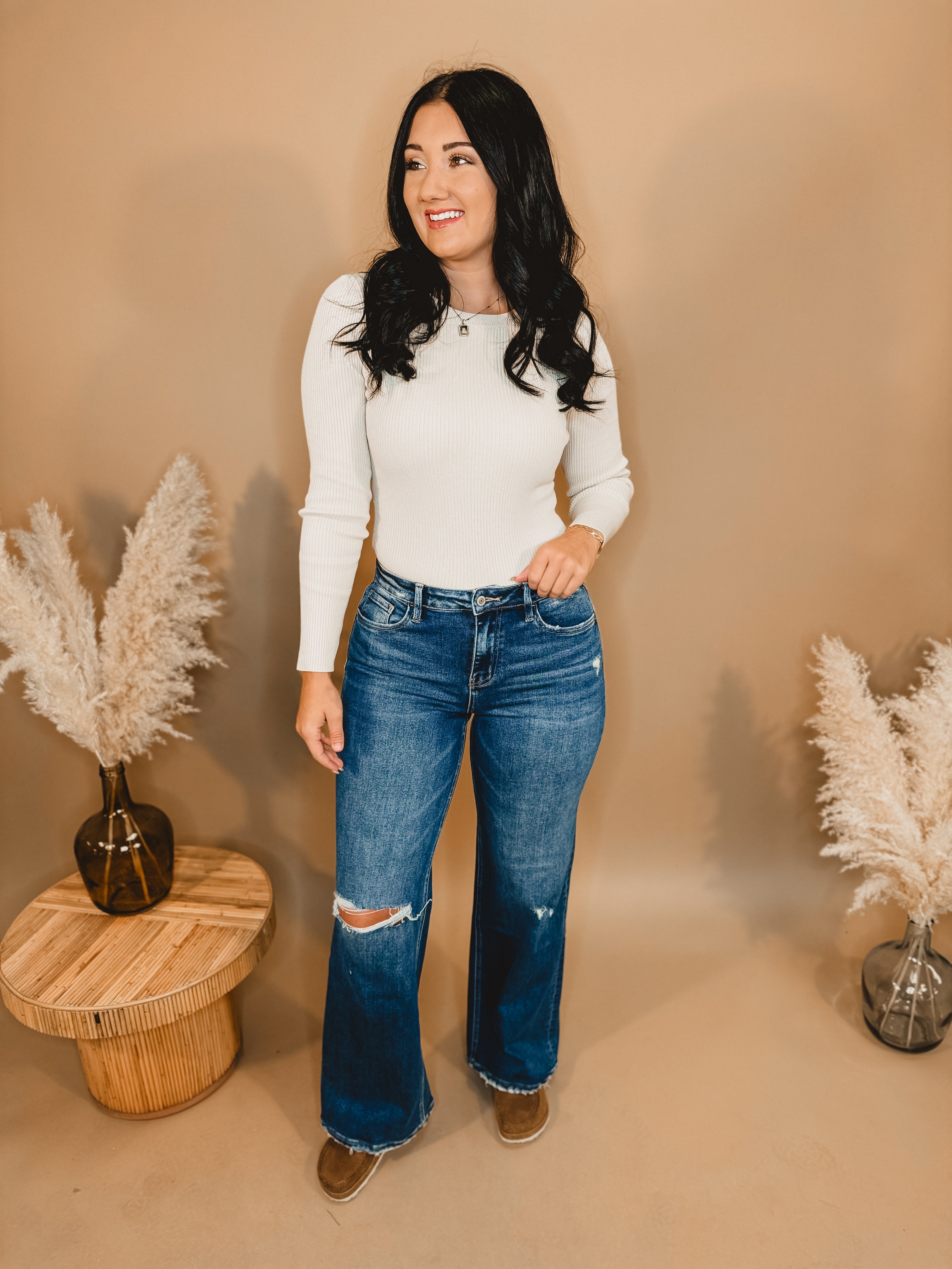 Millie High Rise Wide Leg Flying Monkey Jean - Medium Wash - Lace and Grace Boutique