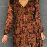Tiered Floral Long Sleeve Maxi Dress - Amber