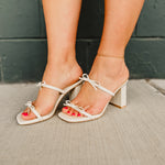The Wendy Double Strap Bow Heel - Beige - Lace and Grace Boutique
