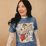 Rodeo Western Patch Graphic Tee - Denim Blue - Lace and Grace Boutique