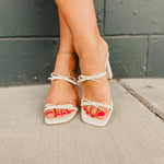 The Wendy Double Strap Bow Heel - Beige - Lace and Grace Boutique