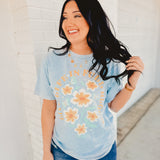 Live Life In Full Bloom Tee - Light Blue - Lace and Grace Boutique