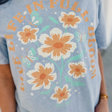 Live Life In Full Bloom Tee - Light Blue - Lace and Grace Boutique