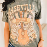 Nashville Tennessee Graphic Tee - Stone Gray - Lace and Grace Boutique
