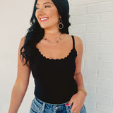 Scalloped Cami Top - Black - Lace and Grace Boutique