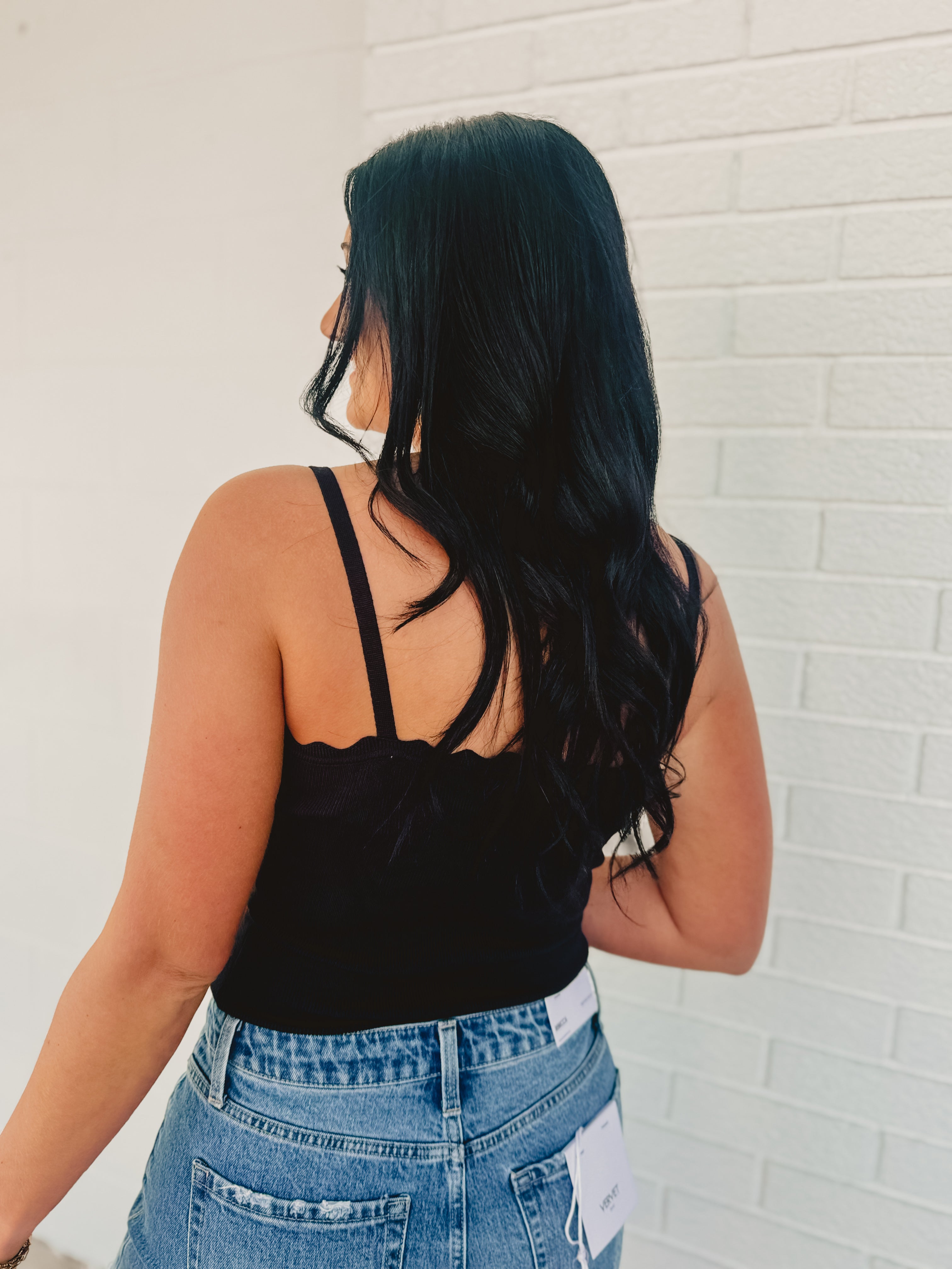 Scalloped Cami Top - Black - Lace and Grace Boutique