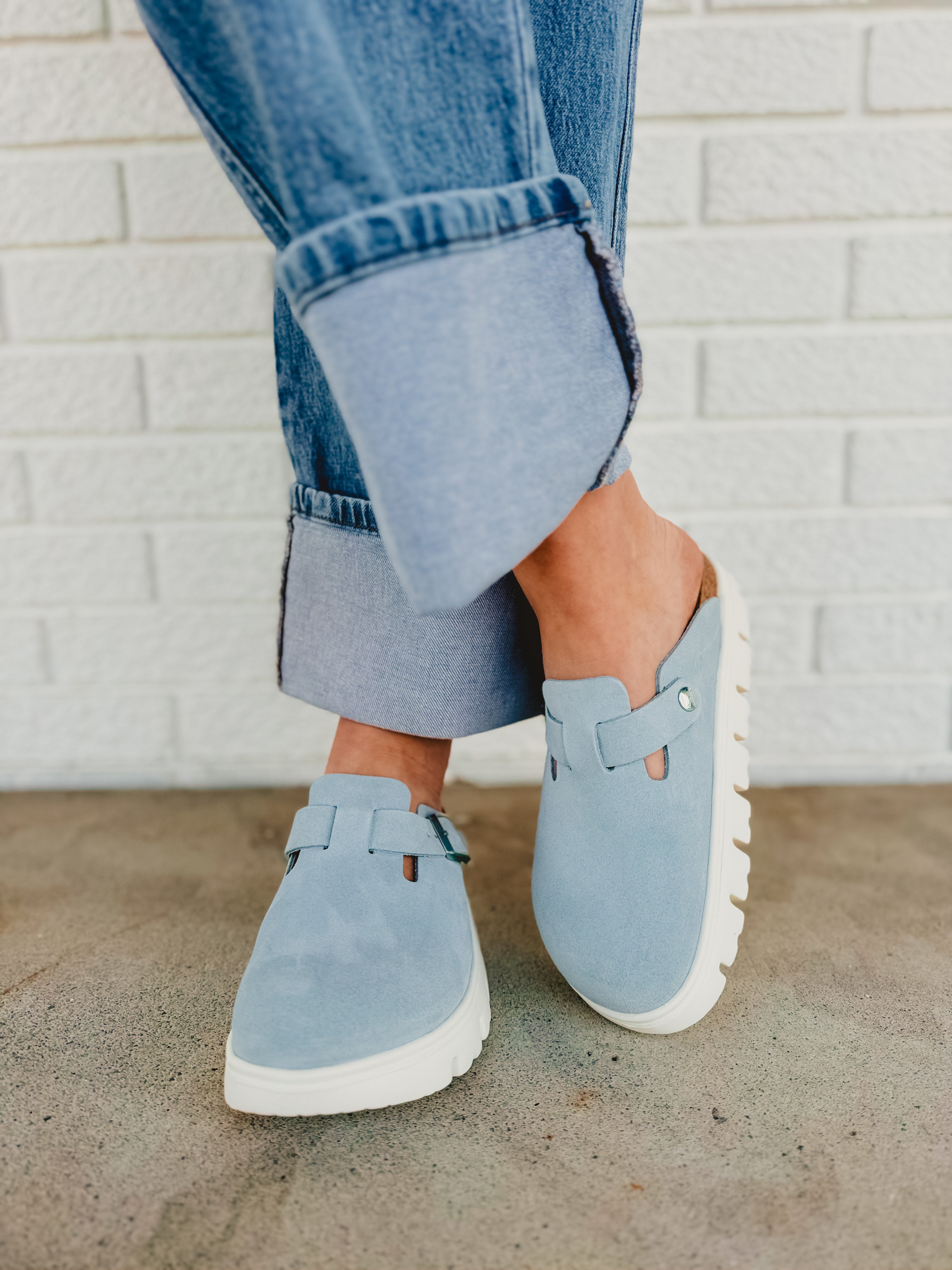 Birkenstock Women's Boston Papillio Chunky Clog - Baby Blue - Lace and Grace Boutique