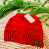 C.C Solid Ribbed Beanie - Red - Lace and Grace Boutique