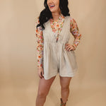 Nashville Nights Pleated Denim Romper - Taupe - Lace and Grace Boutique