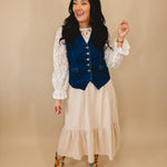 Denim Button Down Vest - Dark Denim - Lace and Grace Boutique