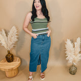 Today's the Day Denim Midi Skirt - Dark - Lace and Grace Boutique