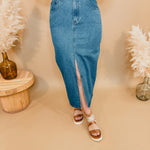 Today's the Day Denim Midi Skirt - Dark - Lace and Grace Boutique