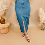 Today's the Day Denim Midi Skirt - Dark - Lace and Grace Boutique