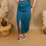 Today's the Day Denim Midi Skirt - Dark - Lace and Grace Boutique