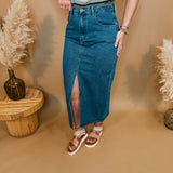 Today's the Day Denim Midi Skirt - Dark - Lace and Grace Boutique