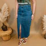 Today's the Day Denim Midi Skirt - Dark - Lace and Grace Boutique