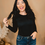 Buttery Soft Long Sleeve Tee - Black - Lace and Grace Boutique