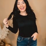 Buttery Soft Long Sleeve Tee - Black - Lace and Grace Boutique