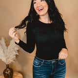 Buttery Soft Long Sleeve Tee - Black - Lace and Grace Boutique