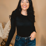 Buttery Soft Long Sleeve Tee - Black - Lace and Grace Boutique