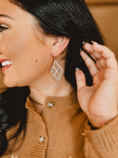 Diamond Metal Pattern Drop Earrings - Lace and Grace Boutique