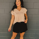Pleated Bermuda Shorts - Black - Lace and Grace Boutique