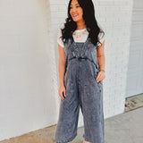 Washed Soft Terry Knit Jumpsuit - Moon River - Lace and Grace Boutique