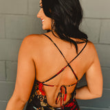 Black Satin Dress - Floral - Lace and Grace Boutique