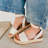 Wavy Raffia Platform Sandal - Bone - Lace and Grace Boutique