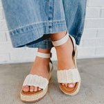 Wavy Raffia Platform Sandal - Bone - Lace and Grace Boutique