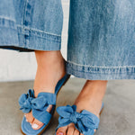 Bow Slip on Sandal - Denim - Lace and Grace Boutique