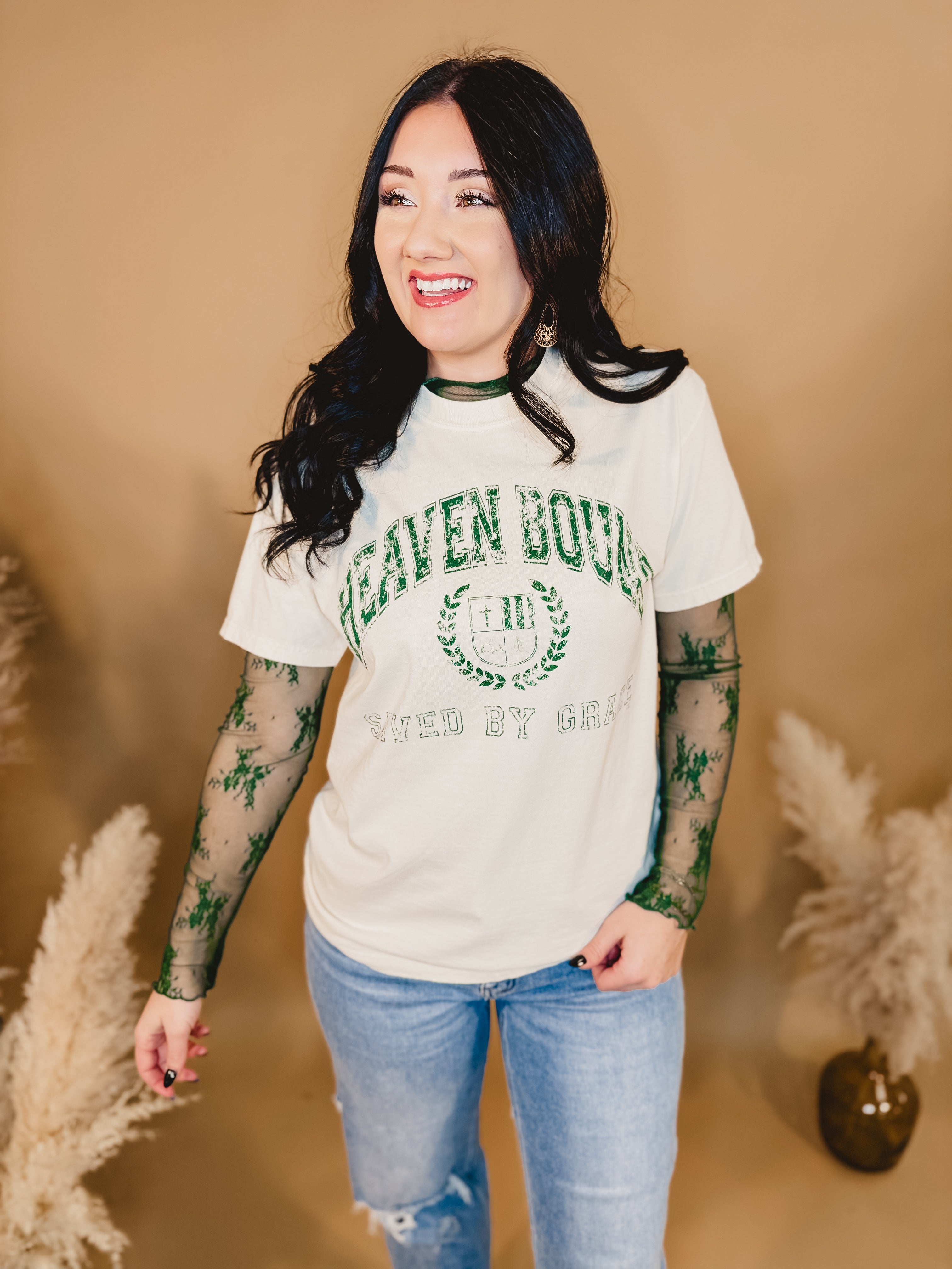 Heaven Bound Graphic Tee - Cream - Lace and Grace Boutique