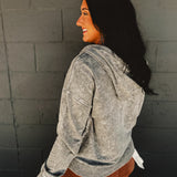 Washed Hooded Button Detail Top - Stone