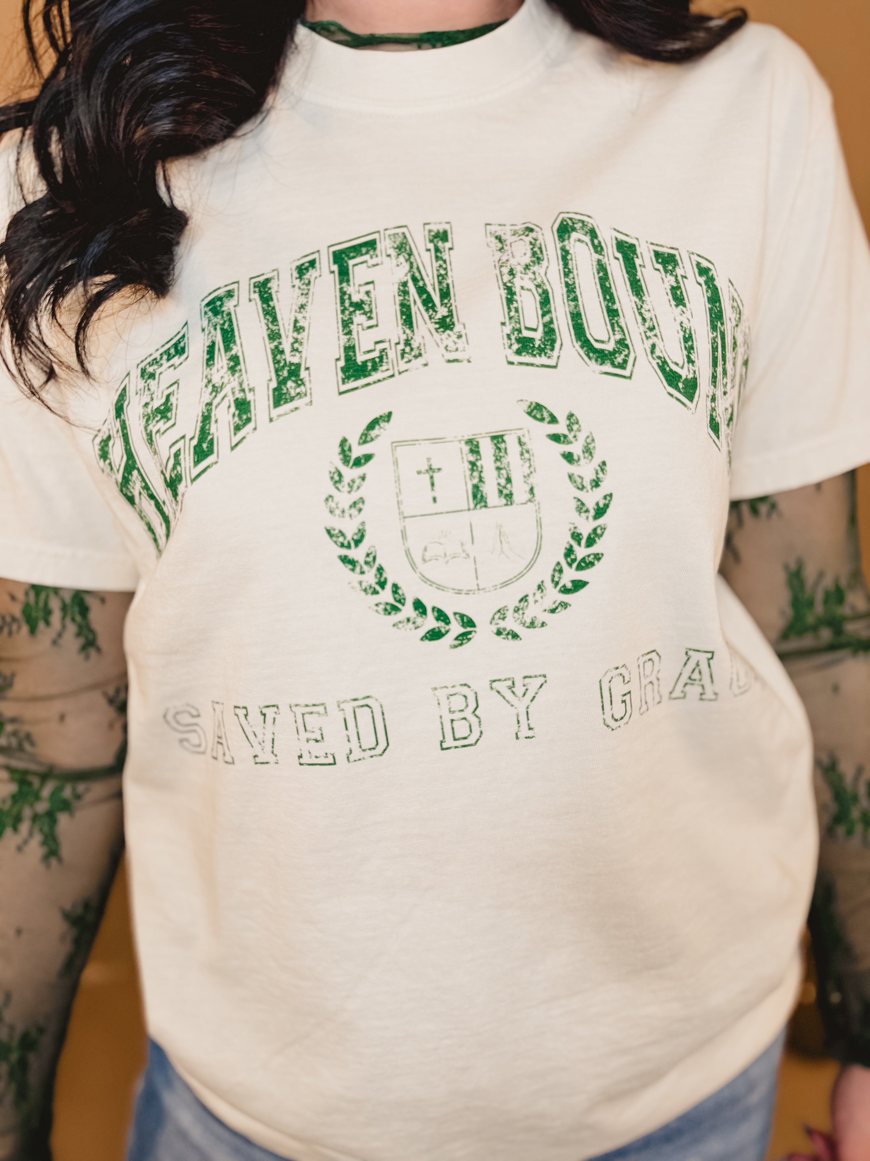 Heaven Bound Graphic Tee - Cream - Lace and Grace Boutique