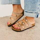 Birkenstock Florida Soft Footbed Oiled Leather Sandal - Tobacco Brown - Lace and Grace Boutique